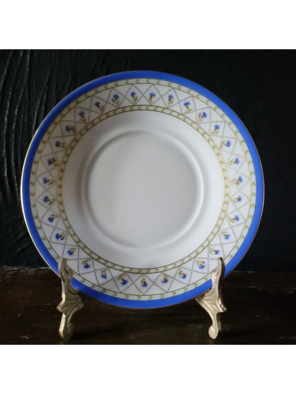 Haviland Limoges Val De Loire Blue Band Cornflower Pattern Flat Cup & Saucer Set